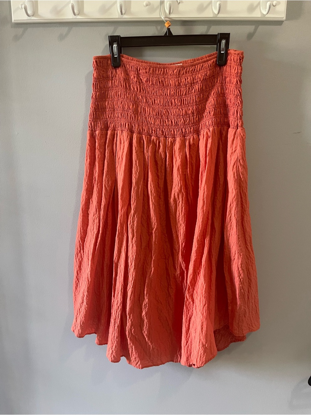 Anthropologie Maeve Yara Smocked Midi Skirt Size L Orange